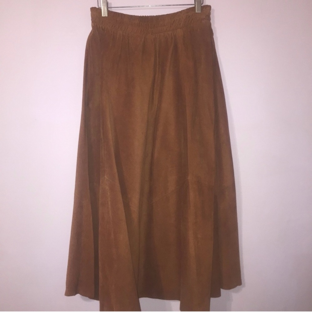 Vintage Suede Leather Maxi Skirt Fully Lined Sz 6 Flowing & Full